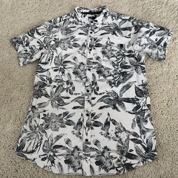 Buffalo David Bitton Other - Jeans By Buffalo Shirt Mens Large Black White Floral Short Sleeve Button Up